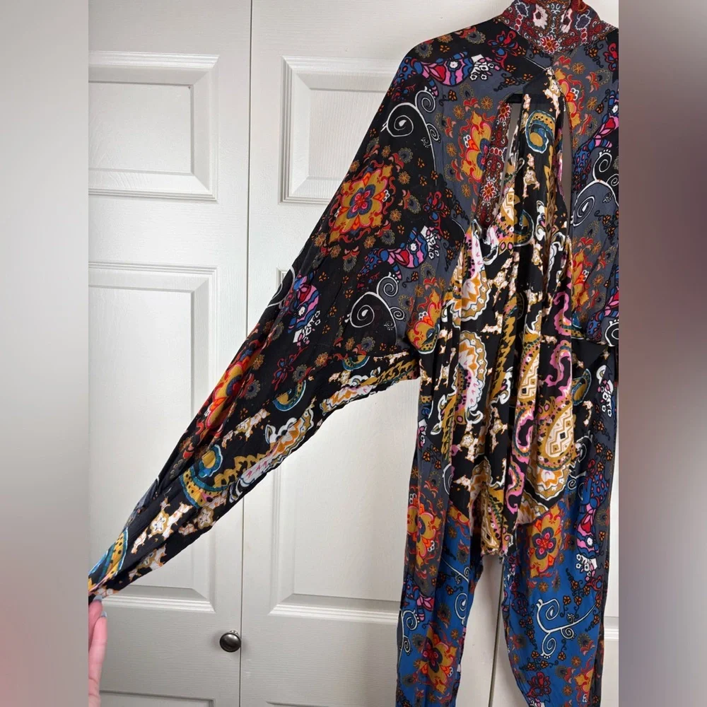 Free People Marley Mixed Print Little Wing Boho Kimono One size - Picture 6 of 9